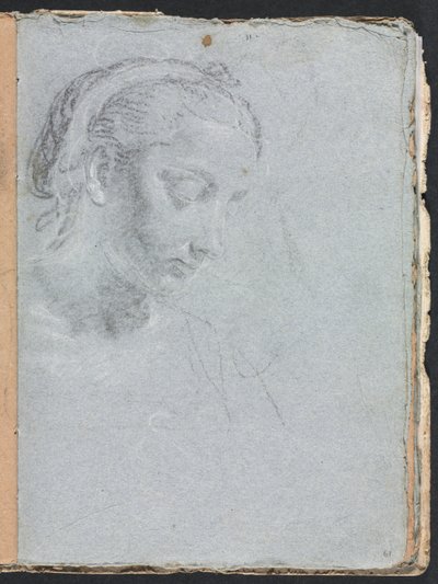 Verona schetsboek: Hoofd en schouders van een vrouw pagina 61, 1760 door Francesco Lorenzi