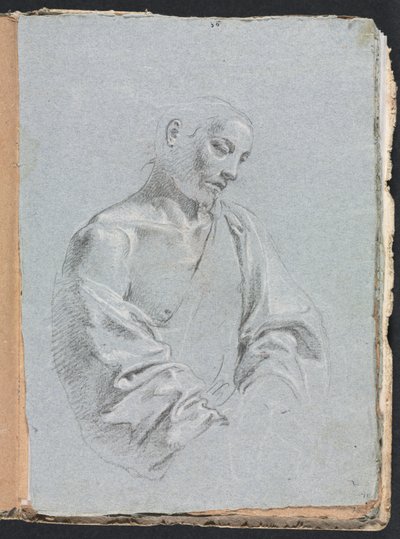 Verona Schetsboek: Mannelijke figuur met draperie (pagina 71) door Francesco Lorenzi