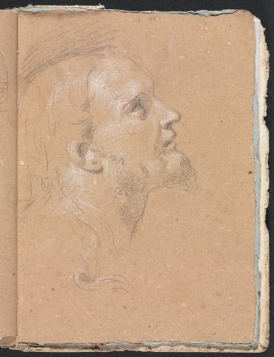 Verona Schetsboek: Mannelijk hoofd in profiel pagina 91, 1760 door Francesco Lorenzi