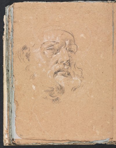 Verona Schetsboek: Mannelijk hoofd pagina 76, 1760 door Francesco Lorenzi
