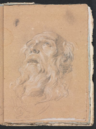 Verona Schetsboek: Mannelijk hoofd pagina 89, 1760 door Francesco Lorenzi