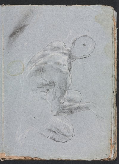 Verona schetsboek: Mannelijke naakt van achteren pagina 9, 1760 door Francesco Lorenzi