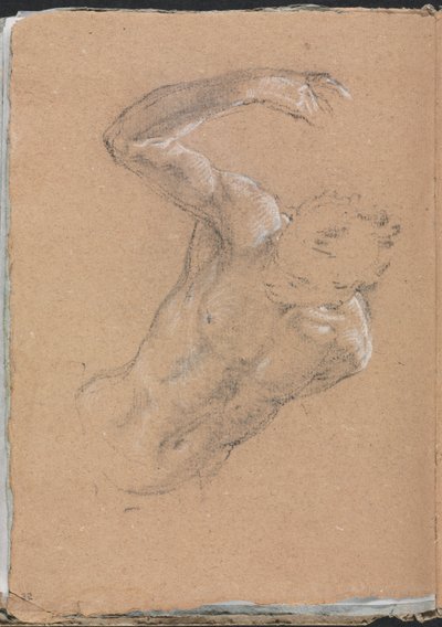 Verona Schetsboek: Mannelijke naakt met opgeheven rechterarm, pagina 32, 1760 door Francesco Lorenzi