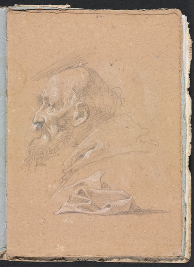 Verona Schetsboek: Monnik in profiel met draperie pagina 87, 1760 door Francesco Lorenzi