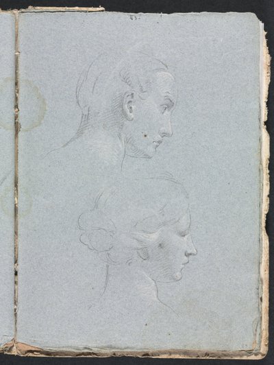Verona Schetsboek: Twee hoofden pagina 85, 1760 door Francesco Lorenzi