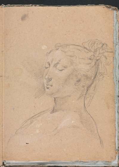 Verona schetsboek: Vrouw met gesloten ogen pagina 15, 1760 door Francesco Lorenzi
