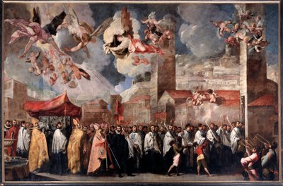 Overbrenging van de lichamen van St. Dominator, St. Paul en St. Anastasius bisschoppen van Brescia (circa 1645-1646) door Francesco Maffei