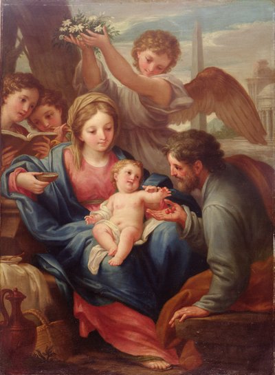 Madonna en kind met St. Joseph, of De rust tijdens de vlucht naar Egypte door Francesco Mancini
