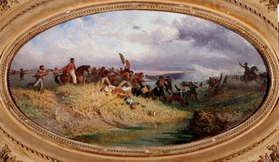Risorgimento: De Italiaanse patriot Giuseppe Garibaldi steekt de Volturno-rivier over. Scène van de Slag bij Volturno tijdens de expeditie van de Duizend in oktober 1860. Schilderij door Francesco Mancini. Napels, Museo Nazionale door Francesco Mancini