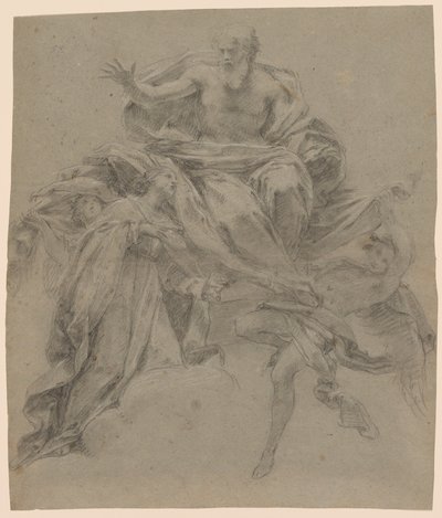 De onbevlekte ontvangenis met God de Vader en engelen door Francesco Mancini