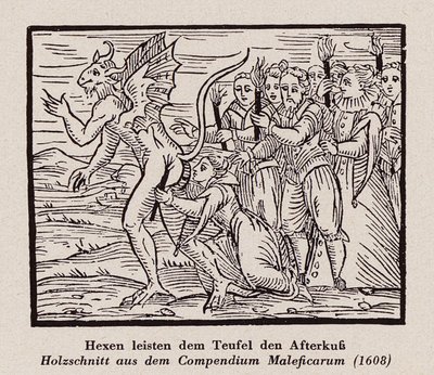 Heksen die de anus van de duivel kussen door Francesco Maria Guazzo
