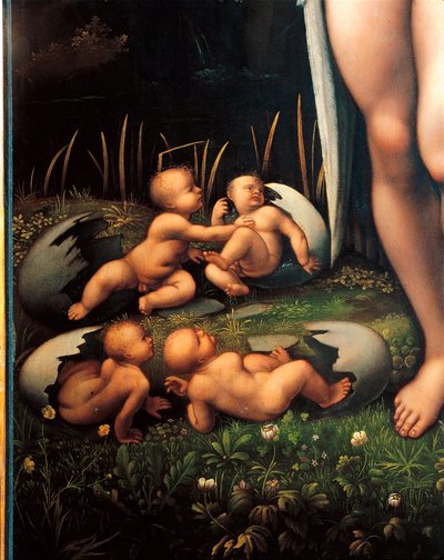 Leda en de Zwaan (detail) door Francesco Melzi or Melzo