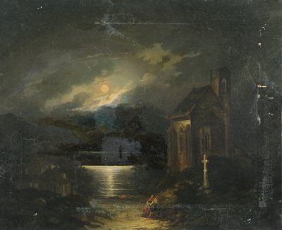 Maanlandschap met meer door Francesco Milani