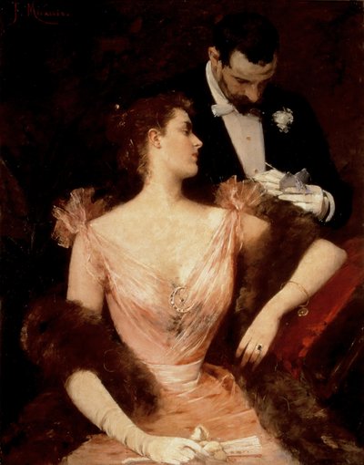 Uitnodiging voor de wals, rond 1894 (olieverf) door Francesco Miralles Galaup