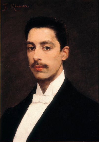 Portret van Enrique Granados, Spaanse pianist en componist, eind 19e eeuw door Francesco Miralles Galaup