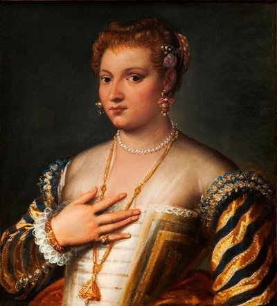 Portret van een jonge Venetiaanse vrouw door Francesco Montemezzano
