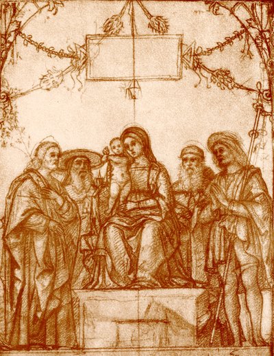 Madonna met vier heiligen door Francesco Morone