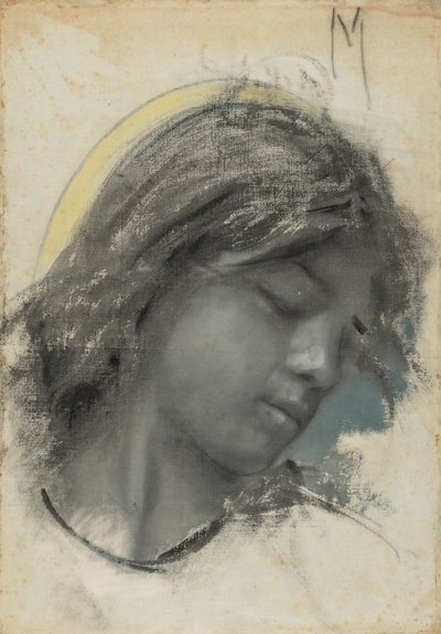 Kop van een engel (recto); Kop van een vrouw (verso) door Francesco Paolo Michetti