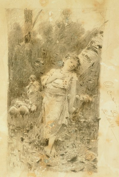 De herderin, door Francesco Paolo Michetti door Francesco Paolo Michetti