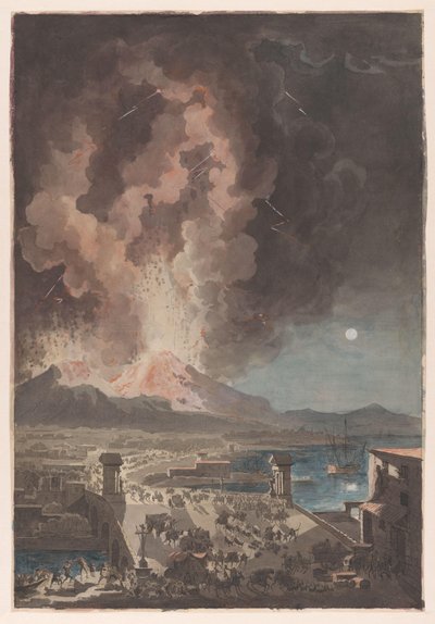 Uitbarsting van de Vesuvius op 8 augustus 1779, gezien vanaf de Ponte della Maddalena door Francesco Piranesi