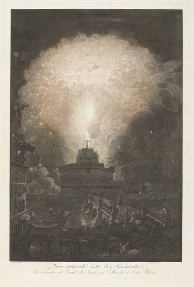 Vuurwerk bij de Engelenburcht door Francesco Piranesi