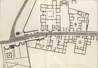 Groot plan van de ingang van de stad Pompeii en de omliggende gebouwen, 1804 door Francesco Piranesi
