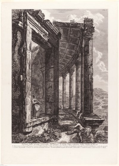 Zicht op de Deur en Peristyle van de Tempel van Vesta door Francesco Piranesi