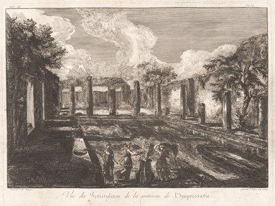 Uitzicht op het peristylium van het huis van de impresario door Francesco Piranesi, after Giovanni Battista Piranesi