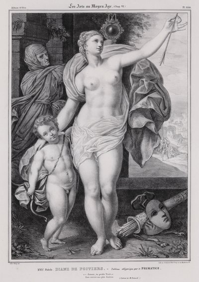Allegorische schilderij van Diane de Poitiers, minnares van koning Hendrik II van Frankrijk door Francesco Primaticcio