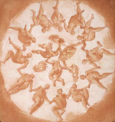 Dans van de uren en drie putti met hoorn des overvloeds door Francesco Primaticcio