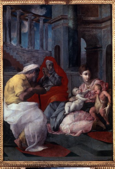 De Heilige Familie met Johannes de Doper en Sint Elisabeth door Francesco Primaticcio