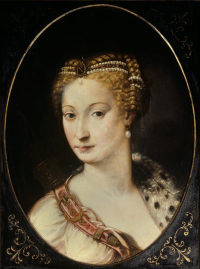 Portret van Diane de Poitiers (1499-1566), Dame van Breze, Hertogin van Valentinois. Schilderij door Francesco Primaticcio, bekend als De Primatice (1504-1570) door Francesco Primaticcio