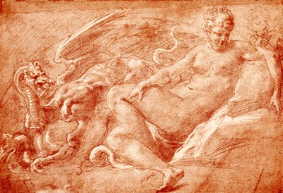 Studie voor Ceres op de drakenwagen door Francesco Primaticcio