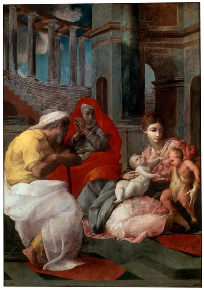 De Heilige Familie met Johannes de Doper en Sint Elizabeth, 1541 door Francesco Primaticcio