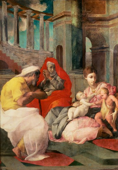 De Heilige Familie met St. Elizabeth en St. Johannes de Doper door Francesco Primaticcio