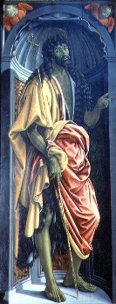 St. Johannes de Doper, zijpaneel van het tabernakel van de sacramenten (detail) door Francesco and Raffaello Botticini