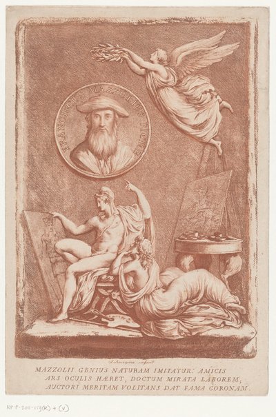 Allegorie op kunstenaar Francesco Mazzoli, bekend als Parmigianino door Francesco Rosaspina