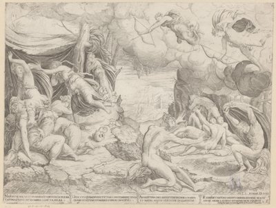 Apollo en Diana doden de kinderen van Niobe door Francesco Salviati