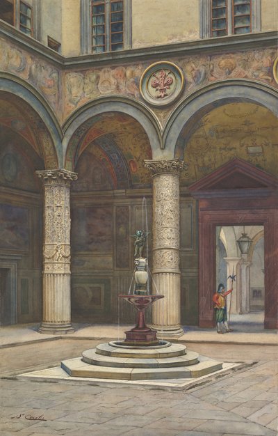 Binnenplaats van het Palazzo Vecchio, Florence, 19e eeuw door Francesco Salviati