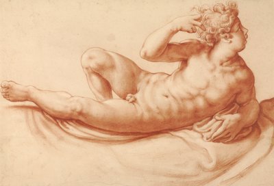 Liggend mannelijk naakt door Francesco Salviati