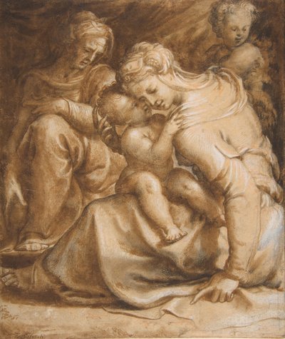 Maagd en Kind met Sint-Anna en Johannes de Doper, ca. 1550 door Francesco Salviati