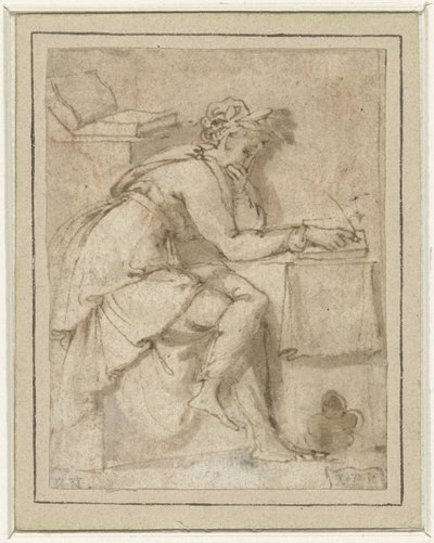 Zittende muze (?) door Francesco Salviati