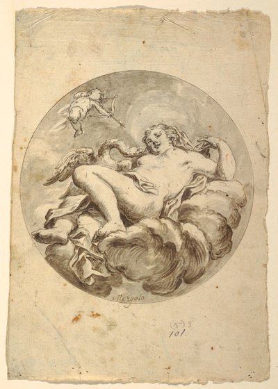 Project voor een plafondfresco: Leda en de zwaan door Francesco Saverio Mergolo
