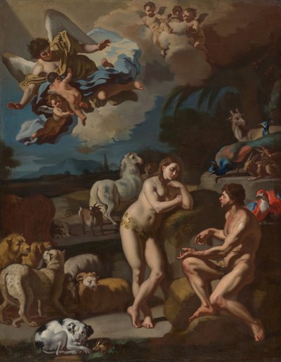 Adam en Eva in het paradijs door Francesco Solimena