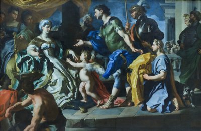 Dido ontvangt Aeneas en Cupido vermomd als Ascanius, ca. 1720s door Francesco Solimena