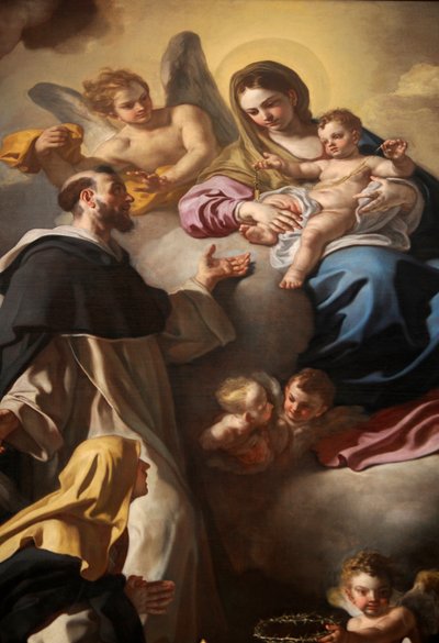 Madonna van de Rozenkrans met Heiligen Dominicus en Catharina door Francesco Solimena