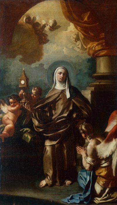 Sint Clara met een Engel door Francesco Solimena