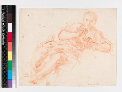Herder die op een pijp blaast, voor 1747 door Francesco Solimena
