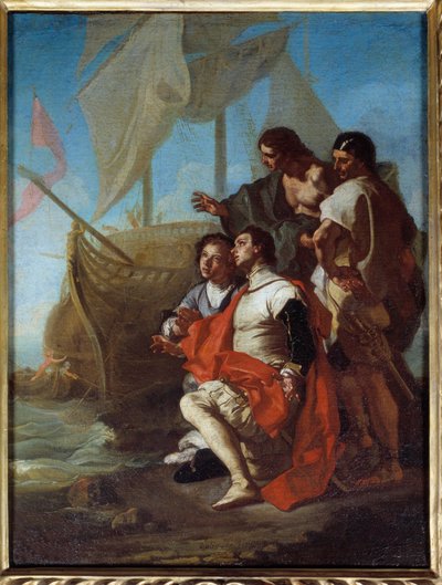 De aankomst van de ontdekkingsreiziger Christoffel Columbus in Amerika door Francesco Solimena