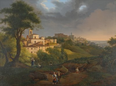 Gezicht op Borgo, kanaal in Bergamo door Francesco Trecourt